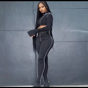 Two piece, black great material, comes in S,M,L